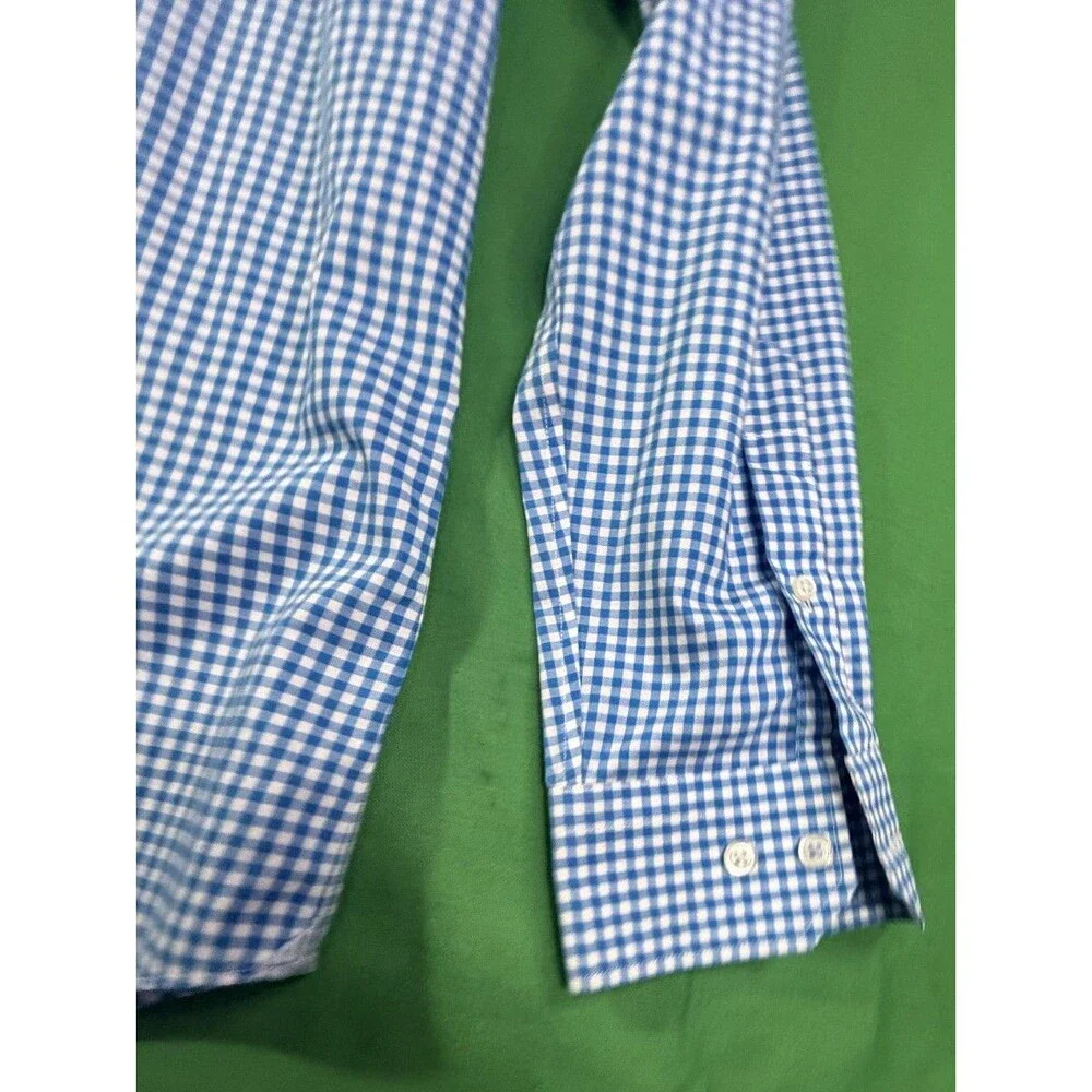 Banana Republic Men's M Blue Check Grant Fit Long Sleeve Button Up Shirt
